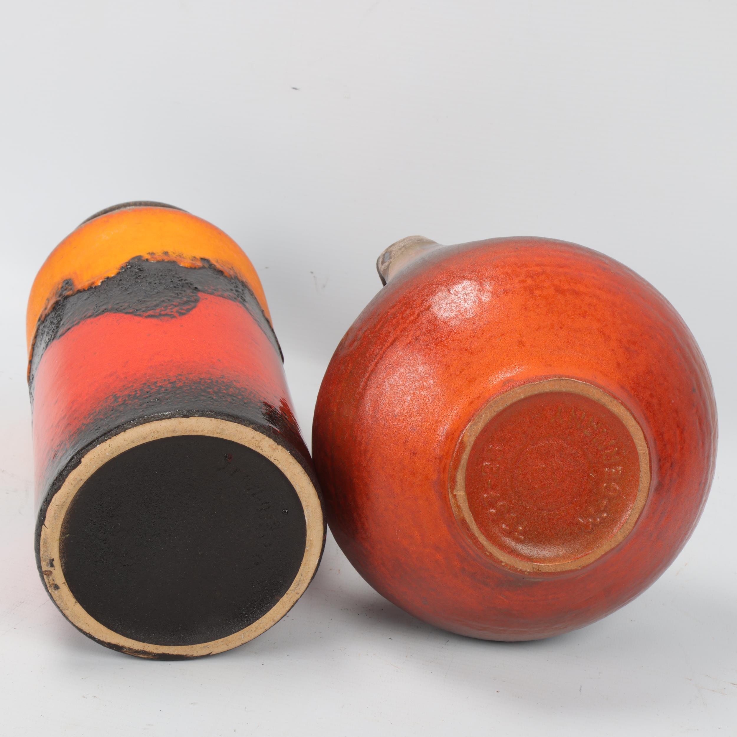 Two mid 20th century West German fat lava vases, handled vase by Carstens for Nurnberger Bund and - Image 3 of 3