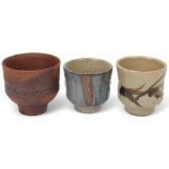 JANET LEACH (1918-1997), St Ives Pottery, a wood fired tea bowl and two other Hamada/Mashiko style