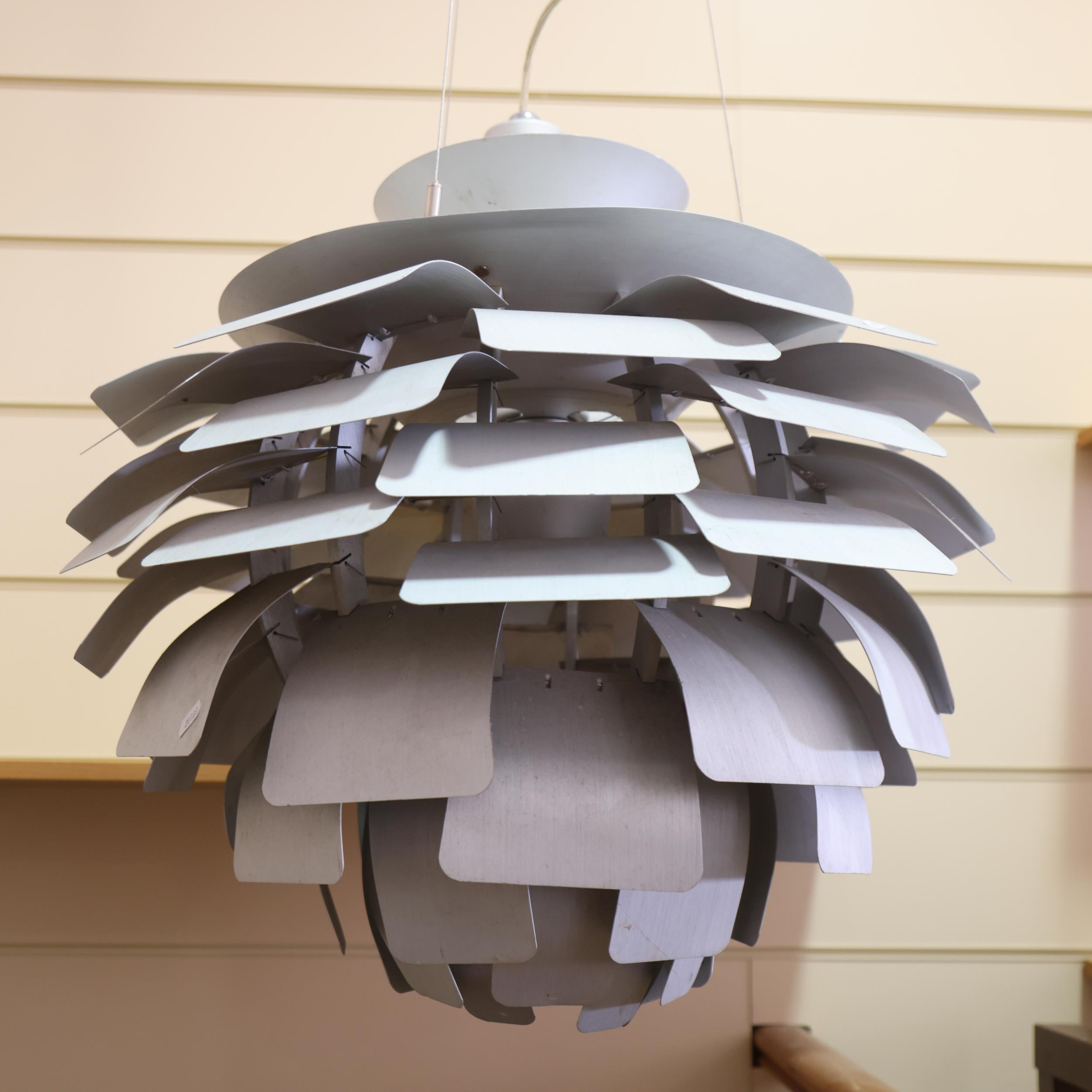 A POUL HENNINGSEN design late 20th century PH Artichoke ceiling lamp in brushed aluminium with - Image 2 of 3