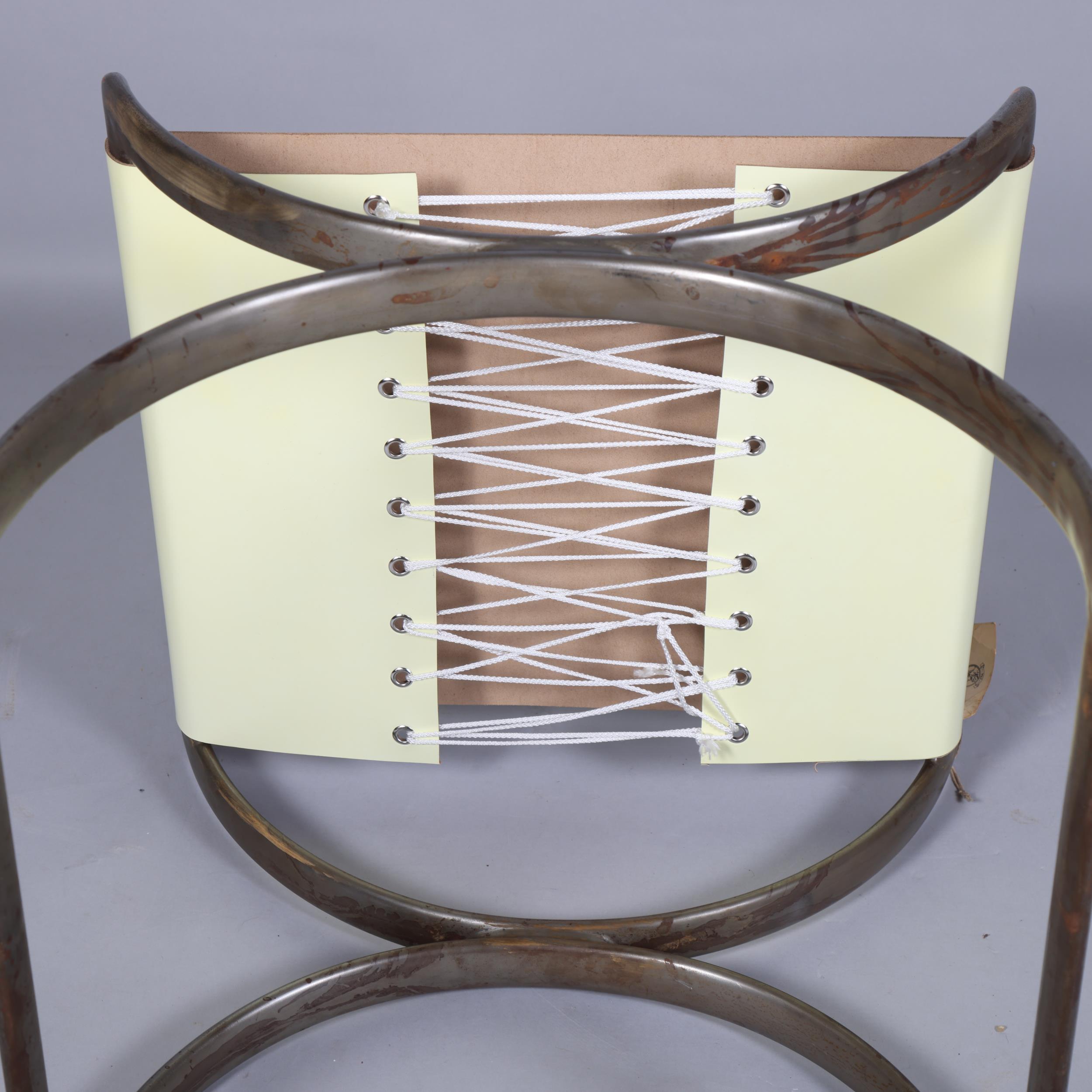 AMBROSE HEAL, a rare 1930s Art Deco or modernist curule chair in oval section tubular steel with - Image 3 of 3