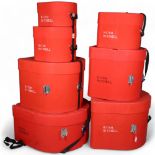 Seven DRUM CASES owned by MITCH MITCHELL. Seven 'PROTECHTOR' (USA) Drum Cases in colour red.