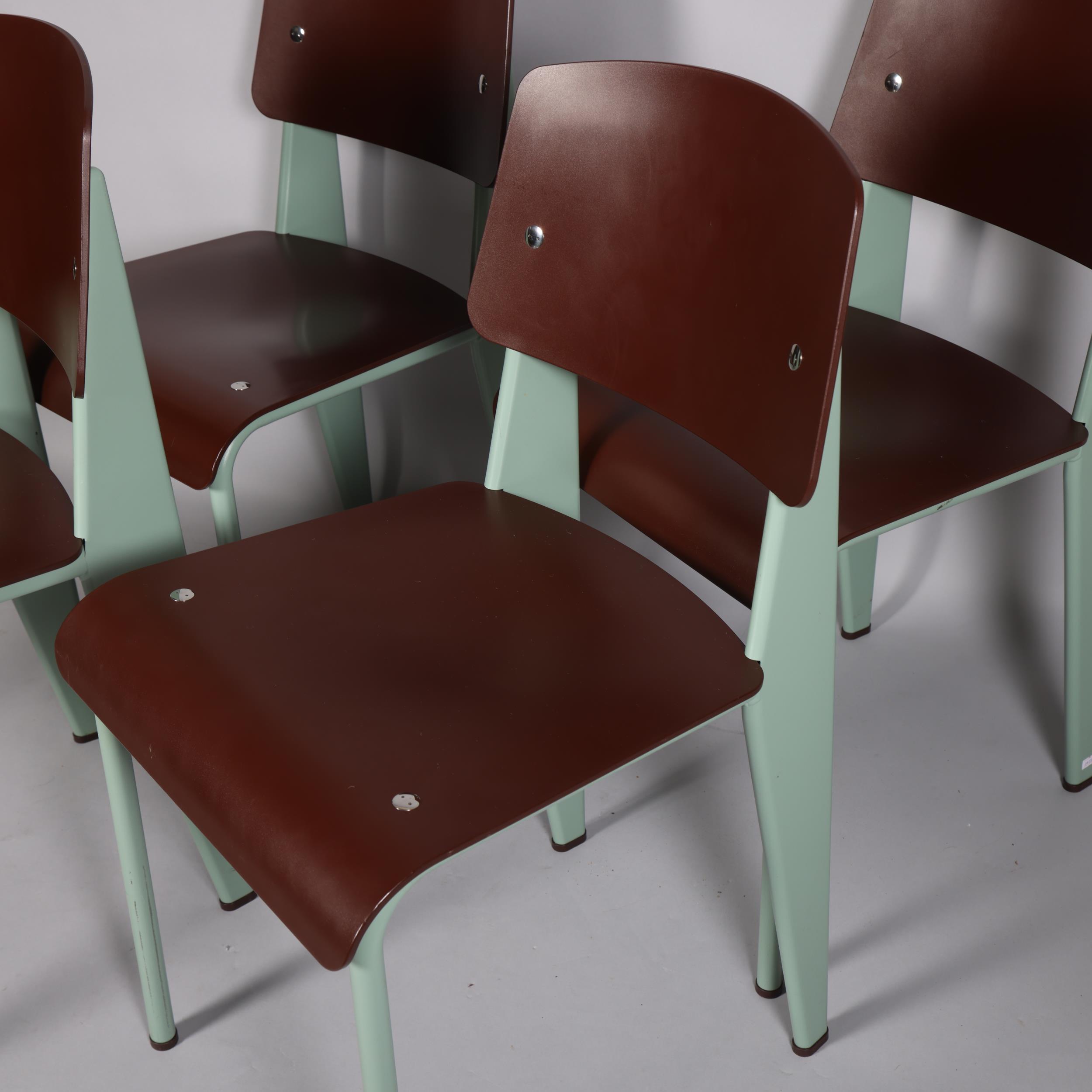 JEAN PROUVE - A set of four Vitra Standard SP chairs, marron seat on mint base, with maker's - Image 2 of 3