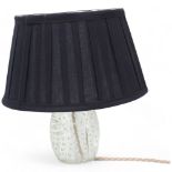 A Murano glass lamp, with clear bubble glass base and black fabric shade, overall height 27cm Lamp