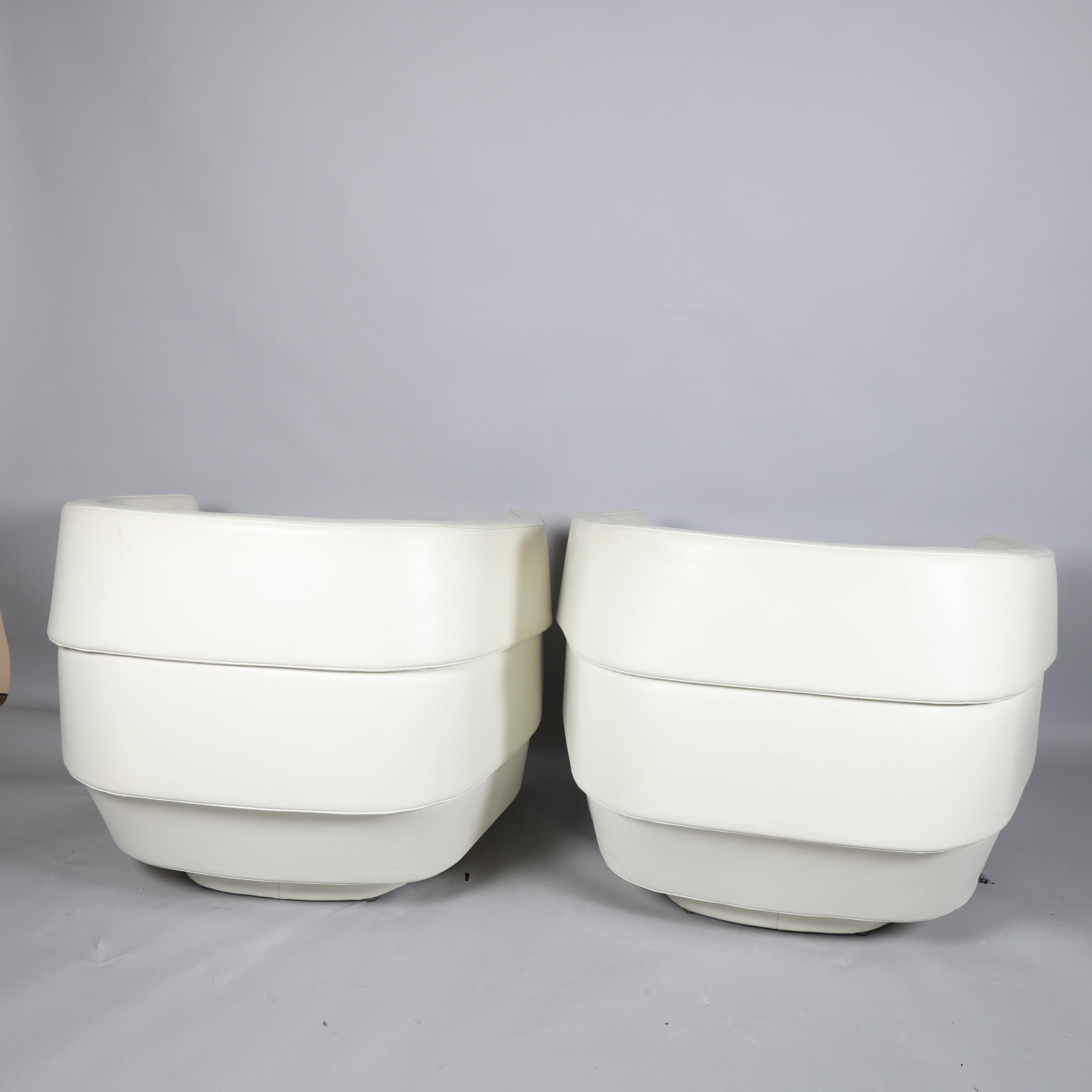 PATRICIA URQUIOLA, for Moroso, Italy, a pair of Rift (full-size) armchairs in white leather with - Image 3 of 3