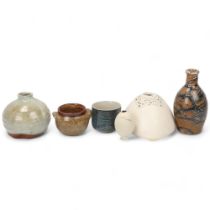 Six pieces of British studio pottery, 2 by JOSEPH LYNCH, 2 by YURIKO HILL and 2 others, tallest 18cm