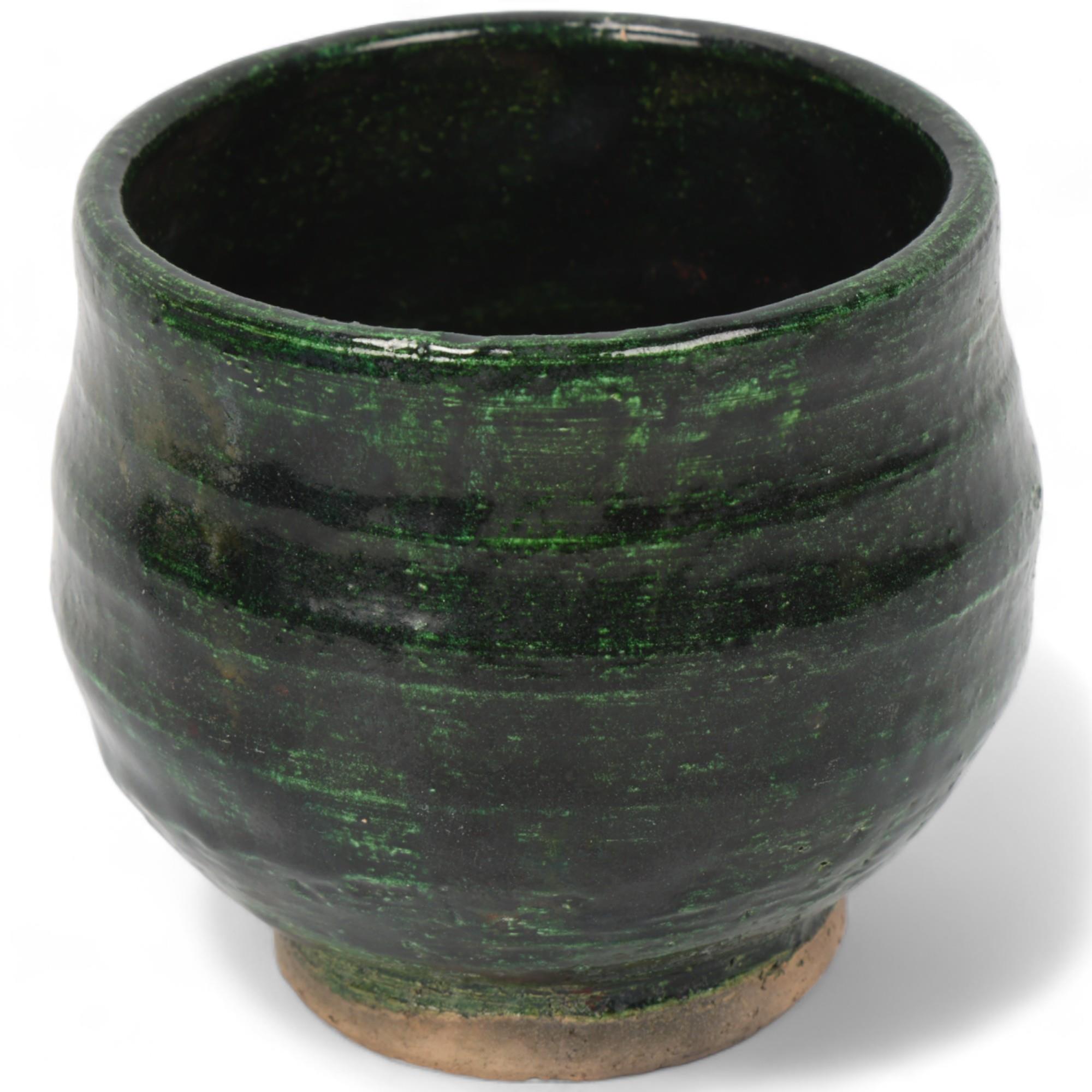 DAVID LEACH (1911-2005), Lowerdown Pottery, a green glazed tea bowl, Lowerdown mark impressed to