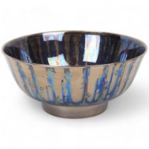 CAROLINE & STEPHEN ATKINSON-JONES, a slip-cast fruit bowl, with silver lustre glaze, signed to base,