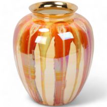 CAROLINE & STEPHEN ATKINSON-JONES, a slip-cast ceramic vase, with gold lustre glaze, with original