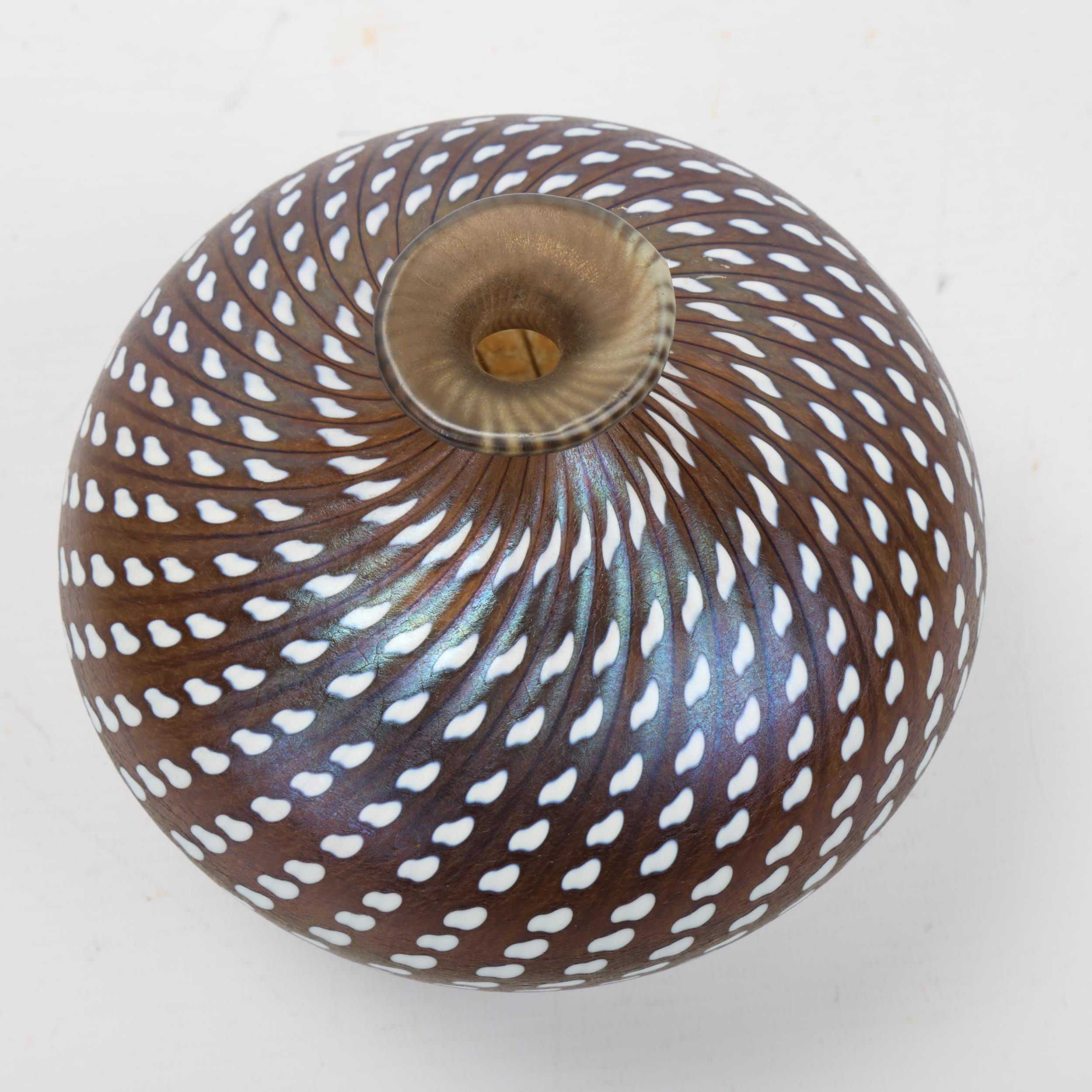 BERTIL VALLIEN for Kosta Boda, an Artist Collection Swirl pattern smoked iridescent glass vase, - Image 2 of 3