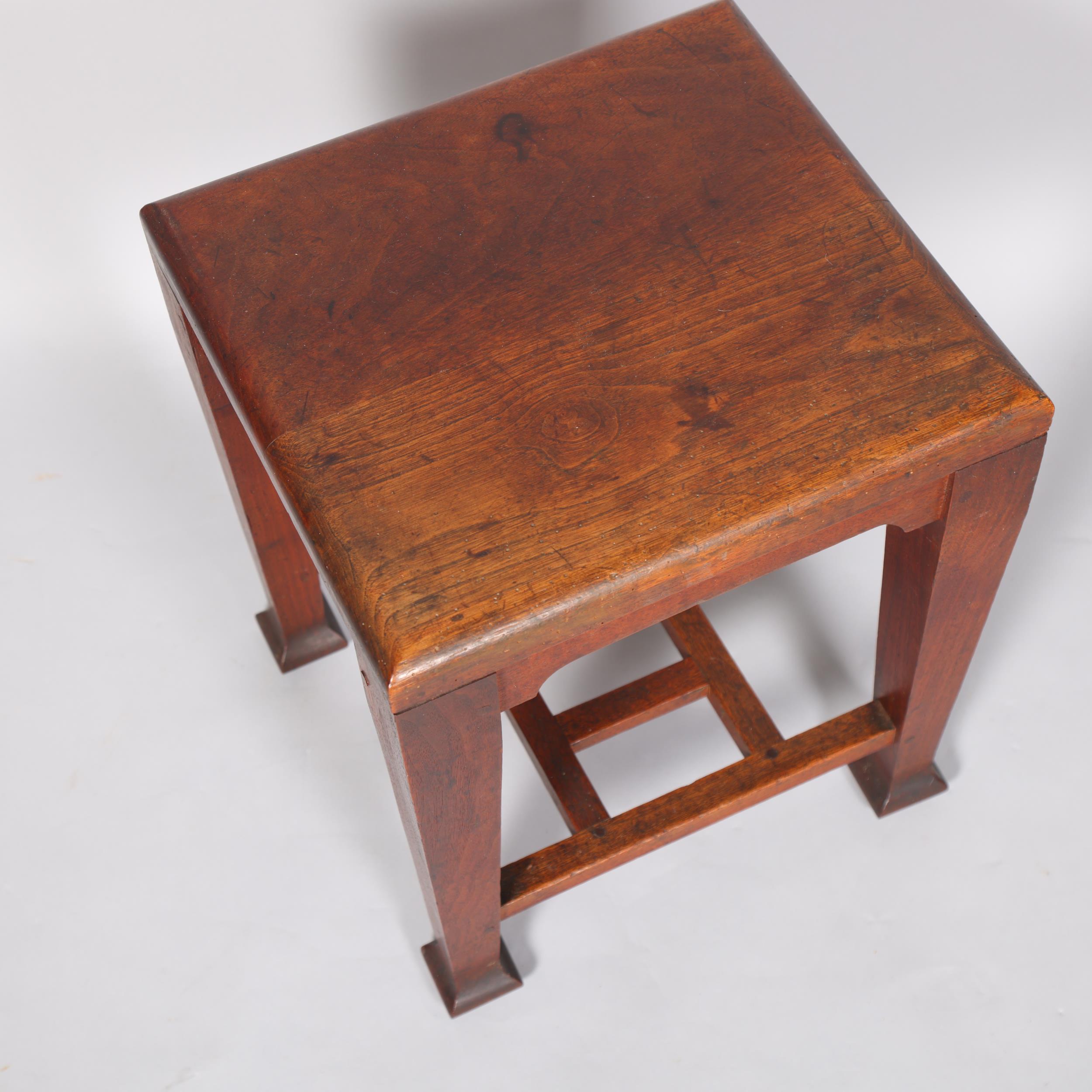 A mahogany Arts and Crafts side table, height 45cm, top 35 x 38cm Some historic woodworm in top, - Image 2 of 3