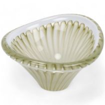 VICKE LINDSTRAND for Kosta, Large size yellow petal “broom” bowl from the first Lindstrand