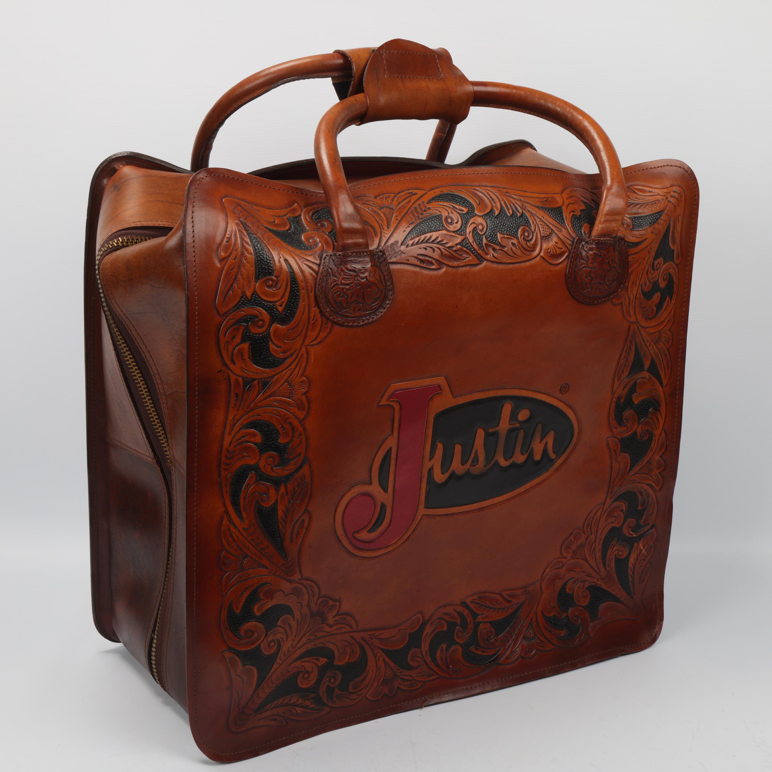 JIMI HENDRIX / MITCH MITCHELL INTEREST - A 'Justin' Brand (USA) Leather Bowling Bag. Measures - Image 2 of 3