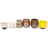 Six studio pottery tea bowls, all by different makers, including ROB SOLLIS, COLIN KEELAM, PETER