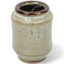 DAVID LEACH (1911-2005), Lowerdown Pottery, a tenmoku and grey glaze brushpot, DL and Lowerdown