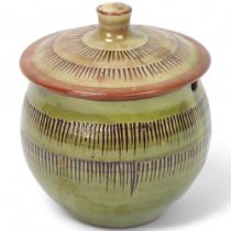 DAVID LEACH (1911-2005), a studio pottery lidded sugar bowl, makers mark to base, height 12cm 1