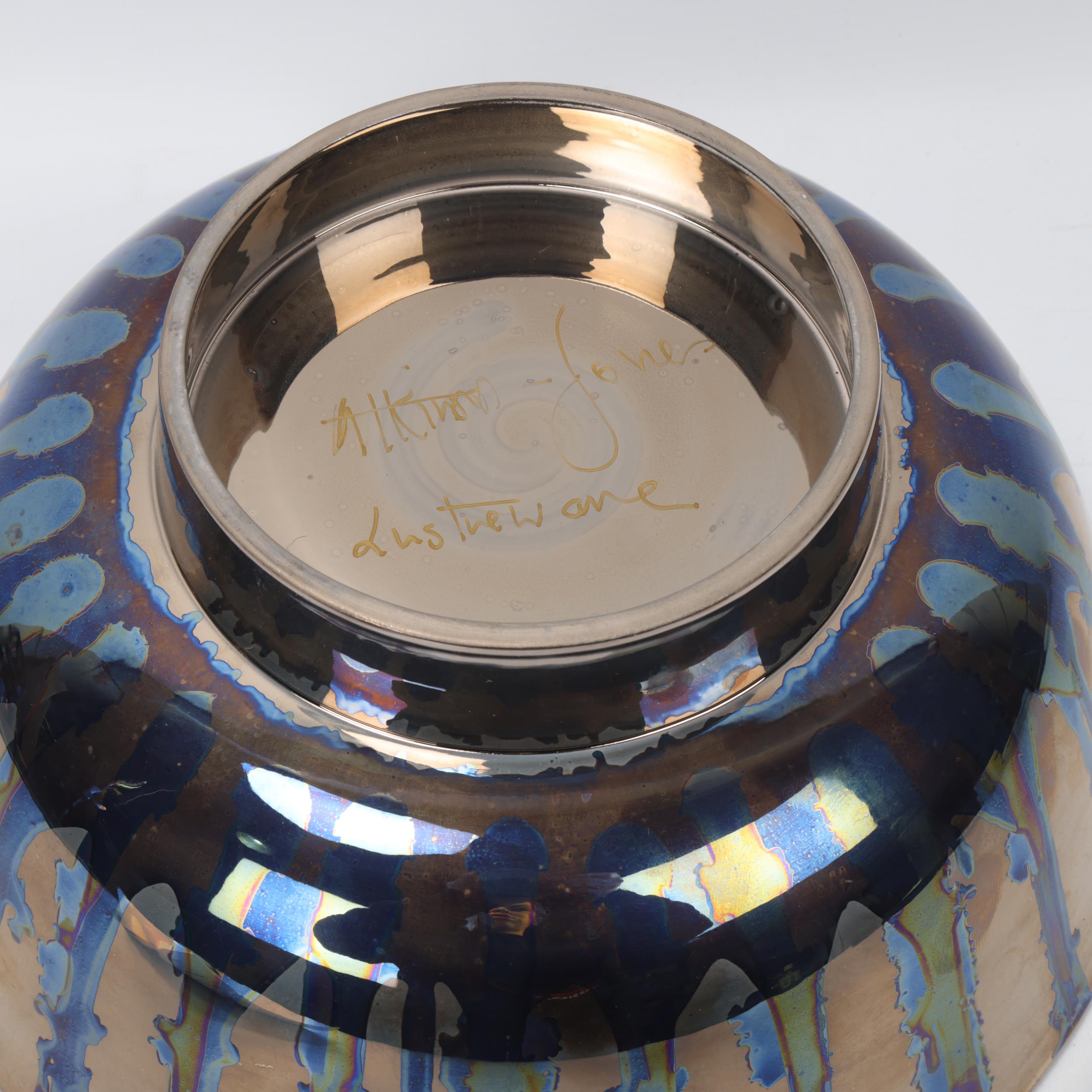 CAROLINE & STEPHEN ATKINSON-JONES, a slip-cast fruit bowl, with silver lustre glaze, signed to base, - Image 3 of 3