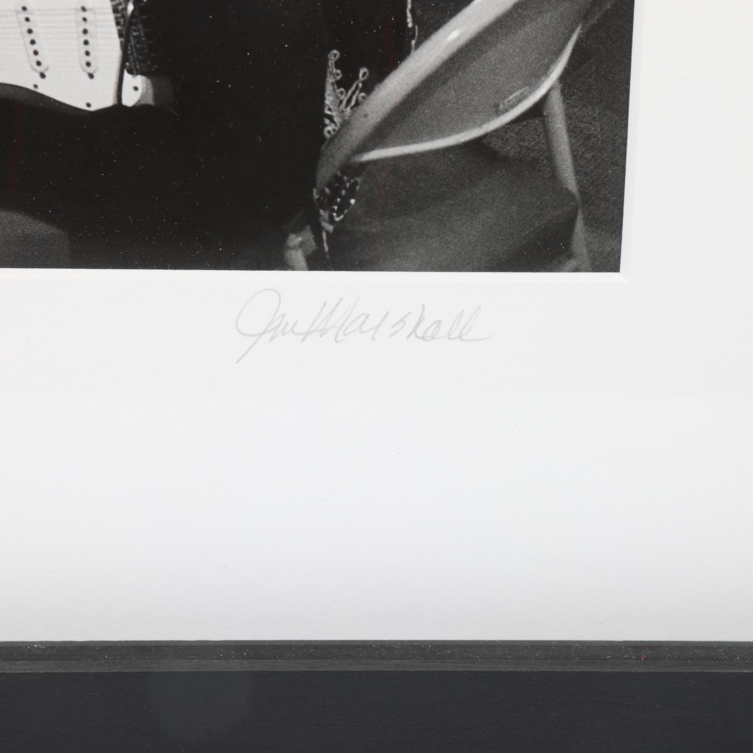 A signed JIM MARSHALL photographic print of JIMI HENDRIX & MITCH MITCHELL. Image size 30.5 x 20cm, - Image 2 of 3