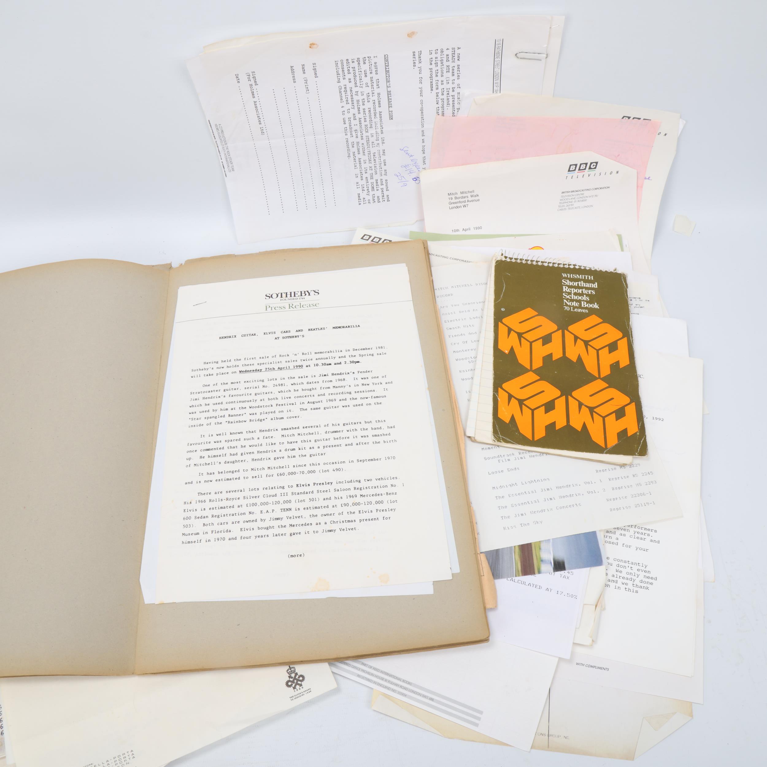 MITCH MITCHELL / JIMI HENDRIX. A Quantity of CONTRACTS, SCHEDULES, LETTERS Etc - Image 3 of 3