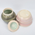 DAVID JAMES WHITE (1934-2011), a porcelain pink and dolomite glazed bowl together with a porcelain - Image 2 of 3