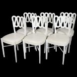 GIO PONTI, Italy, a set of 6 Montina 969 chairs in white lacquered wood with leather upholstery,