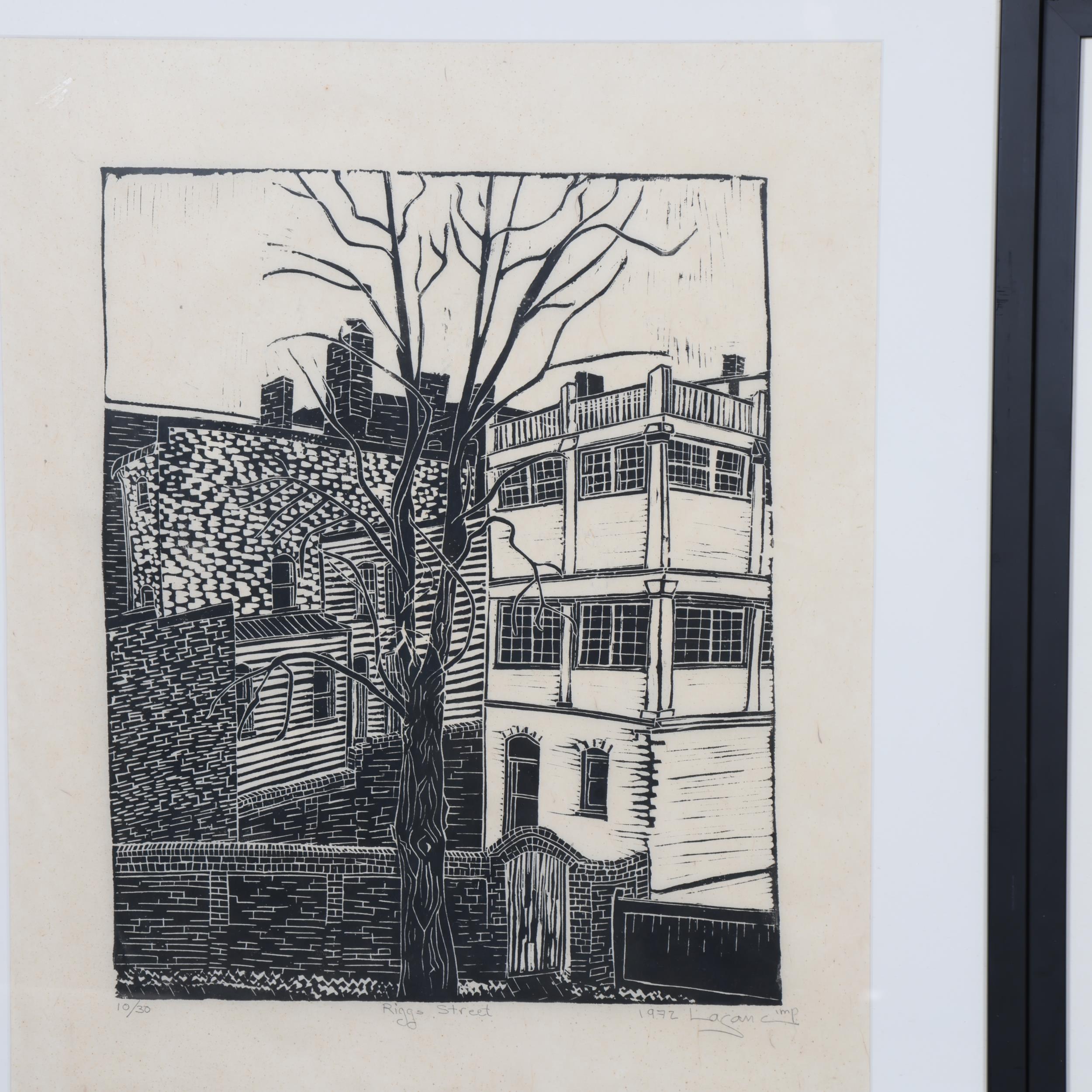 Two 1972 Lino cut limited edition prints prints, "Rigg Street" and "Bedroom", signed dated from - Image 3 of 3