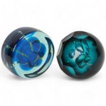 A Mdina glass paperweight and a Caithness paperweight, both with makers marks, tallest 11cm Both