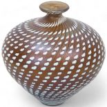 BERTIL VALLIEN for Kosta Boda, an Artist Collection Swirl pattern smoked iridescent glass vase,