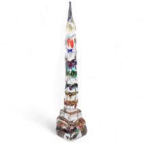 A hand-made glass block totems, with individual coloured inserts, attributed MIKE FROHLICH Glass,