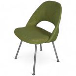 A vintage EERO SAARINEN conference chair, in original green fabric, brushed steel legs, designed