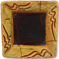 CLIVE BOWEN (b.1943), British, an earthenware slip decorated square fruit bowl, unsigned, 33cm Sq