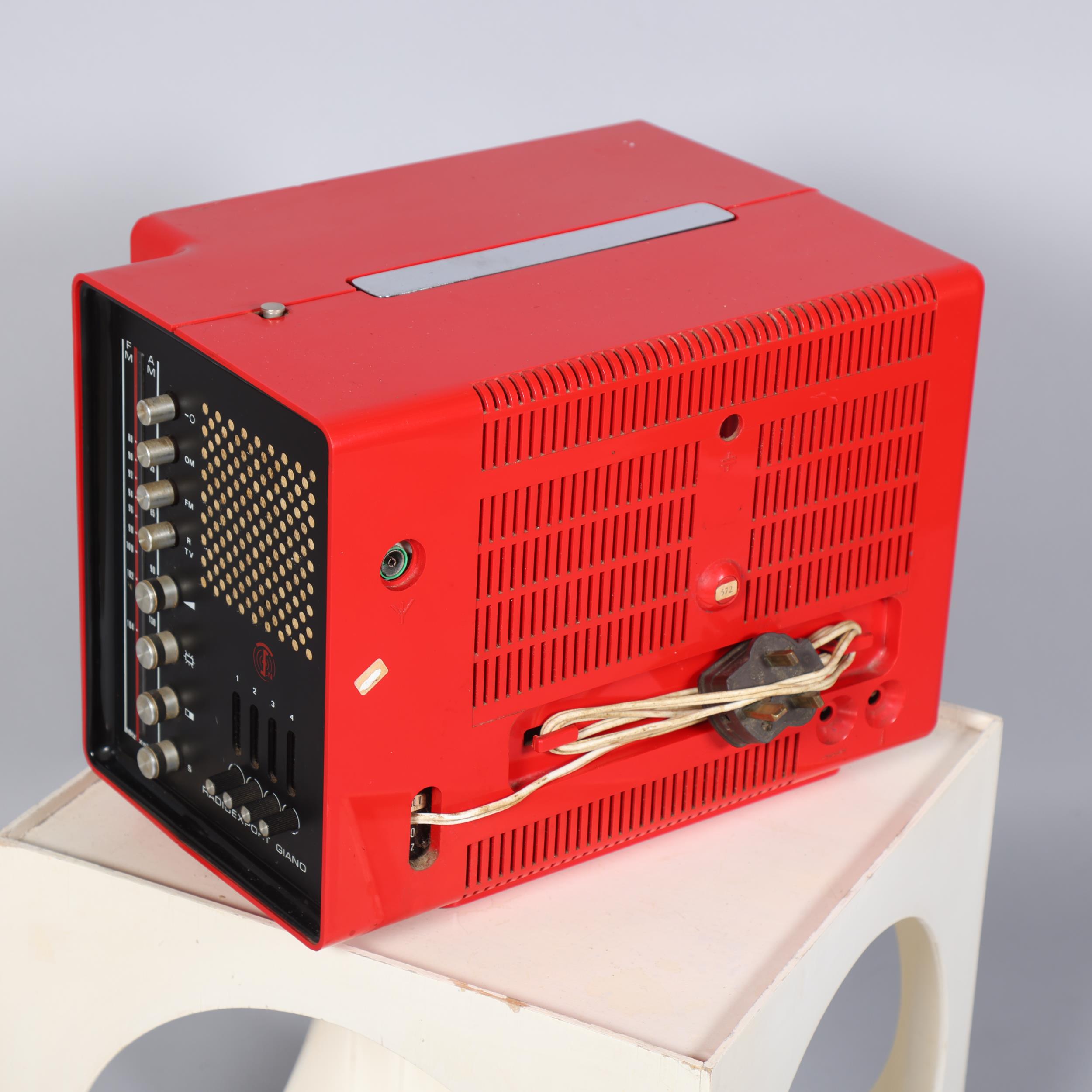 A 1970s' Radioexport Giano, Italian "Europhon" TV radio, red plastic casing, with a white plywood - Image 3 of 3