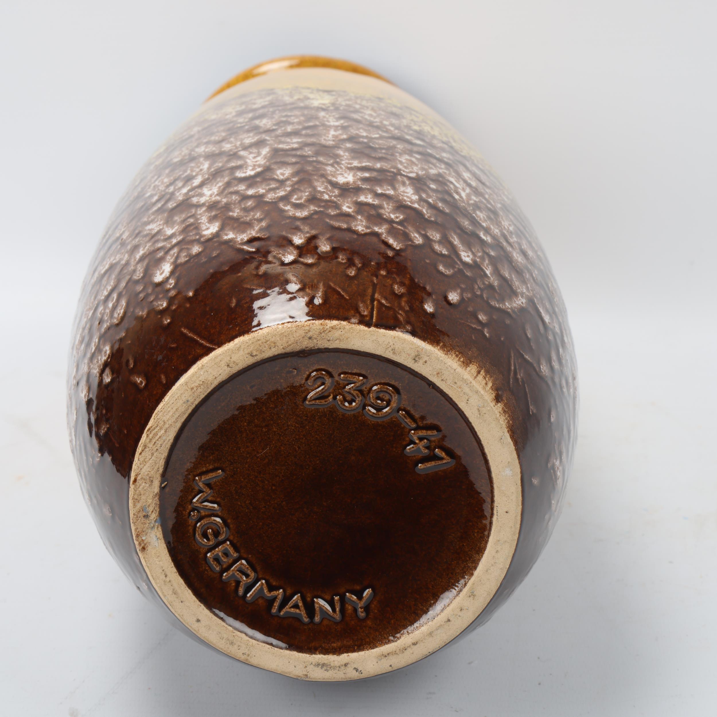 A vintage West German fat lava floor vase by Scheurich, with smooth yellow glaze to top half, - Image 3 of 3