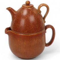 GUNNAR NYLUND for Rorstrand, Sweden, a stoneware stacking tea pot and hot water jug, designed