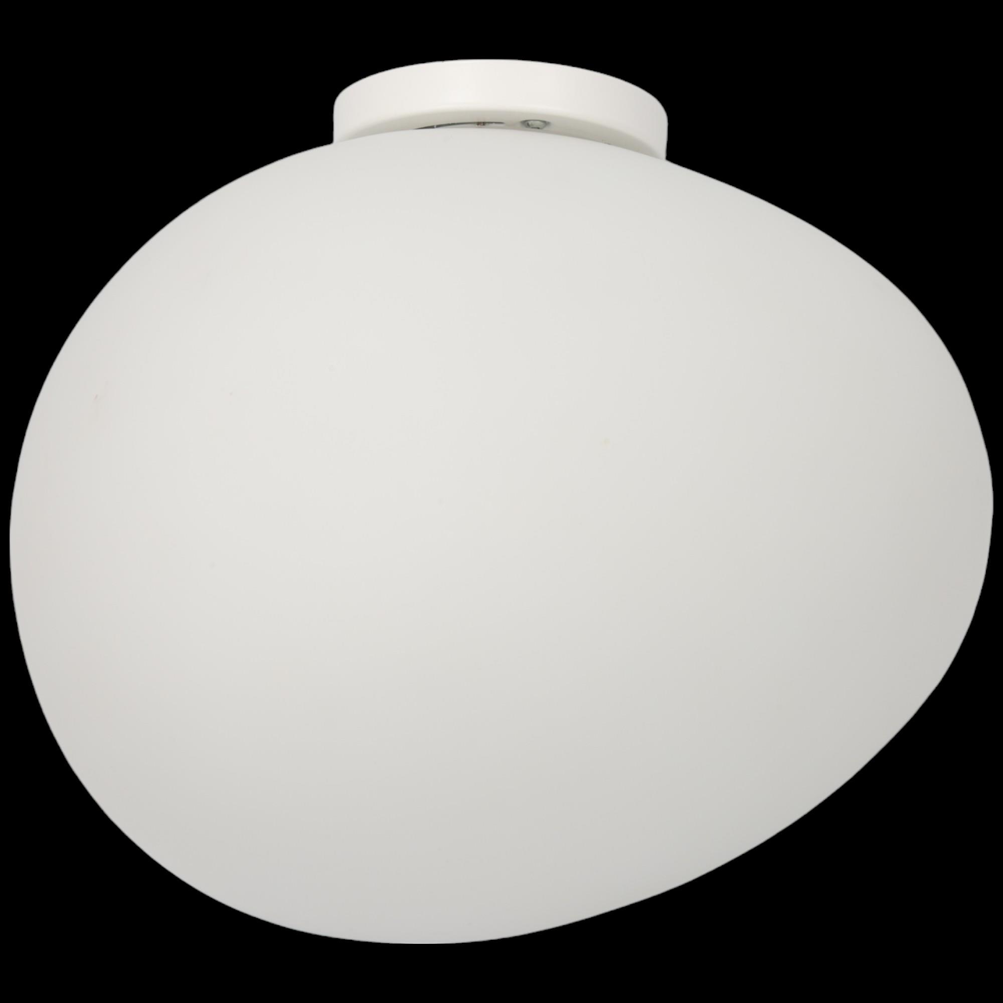 A large Foscarini "Gregg" ceiling/wall light, pebble shape soft blown frosted glass with white metal