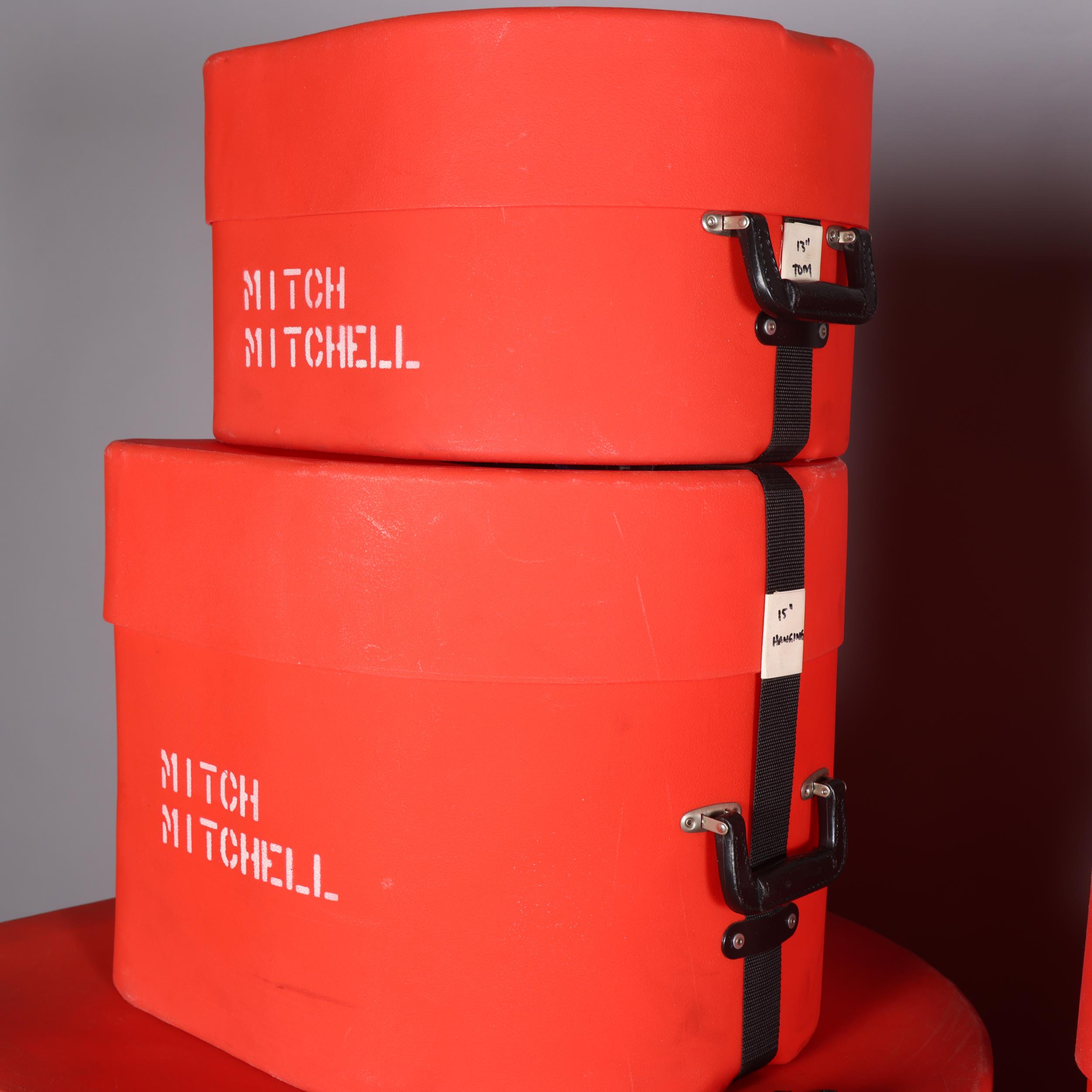 Seven DRUM CASES owned by MITCH MITCHELL. Seven 'PROTECHTOR' (USA) Drum Cases in colour red. - Image 2 of 3