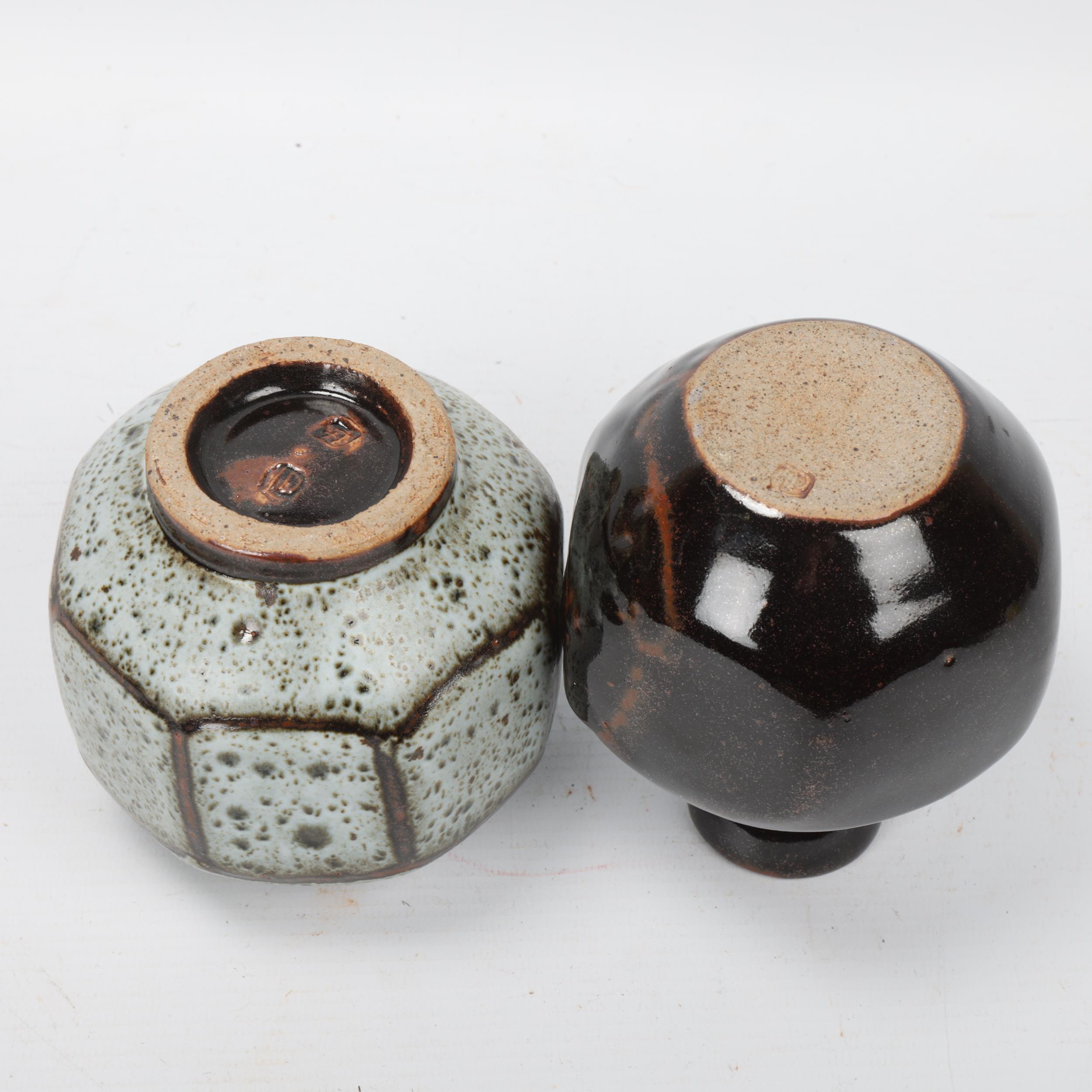 DAVID LEACH (1911-2005), two small facet cut studio pottery vases, both with makers marks to base, - Image 3 of 3