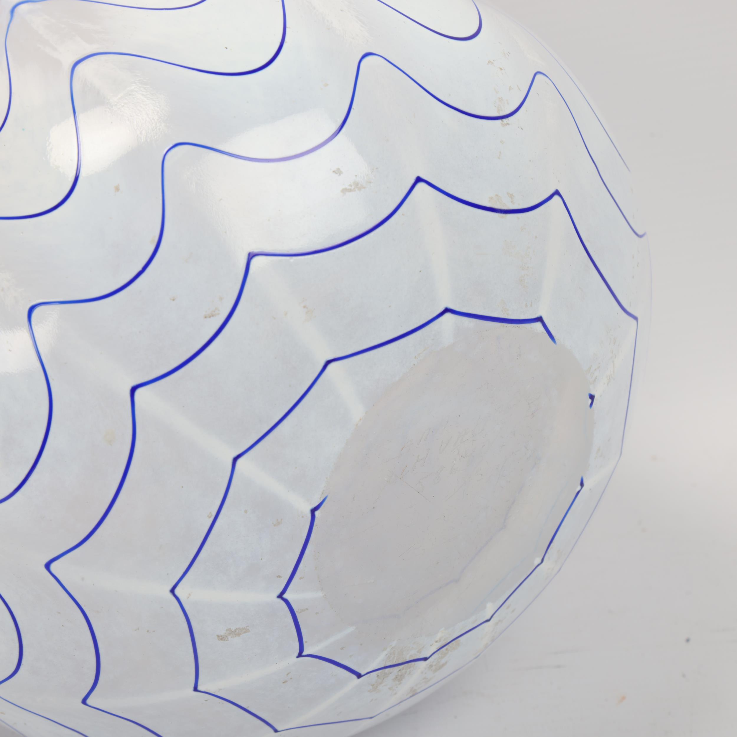 ULRICA HYDMAN-VALLIEN (1938-2018), for Kosta Boda, an opaque white glass bowl with blue wave - Image 3 of 3