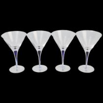 ERIKA LAGERBIELKA for Orrefors, a set of four "Intermezzo" Martini or cocktail glasses, designed