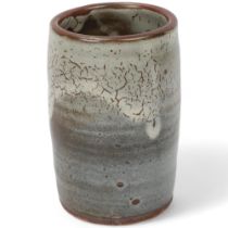 DAVID LEACH (1911-2005), a grey glazed cylinder vase, makers stamp to base, makers stamp to base,