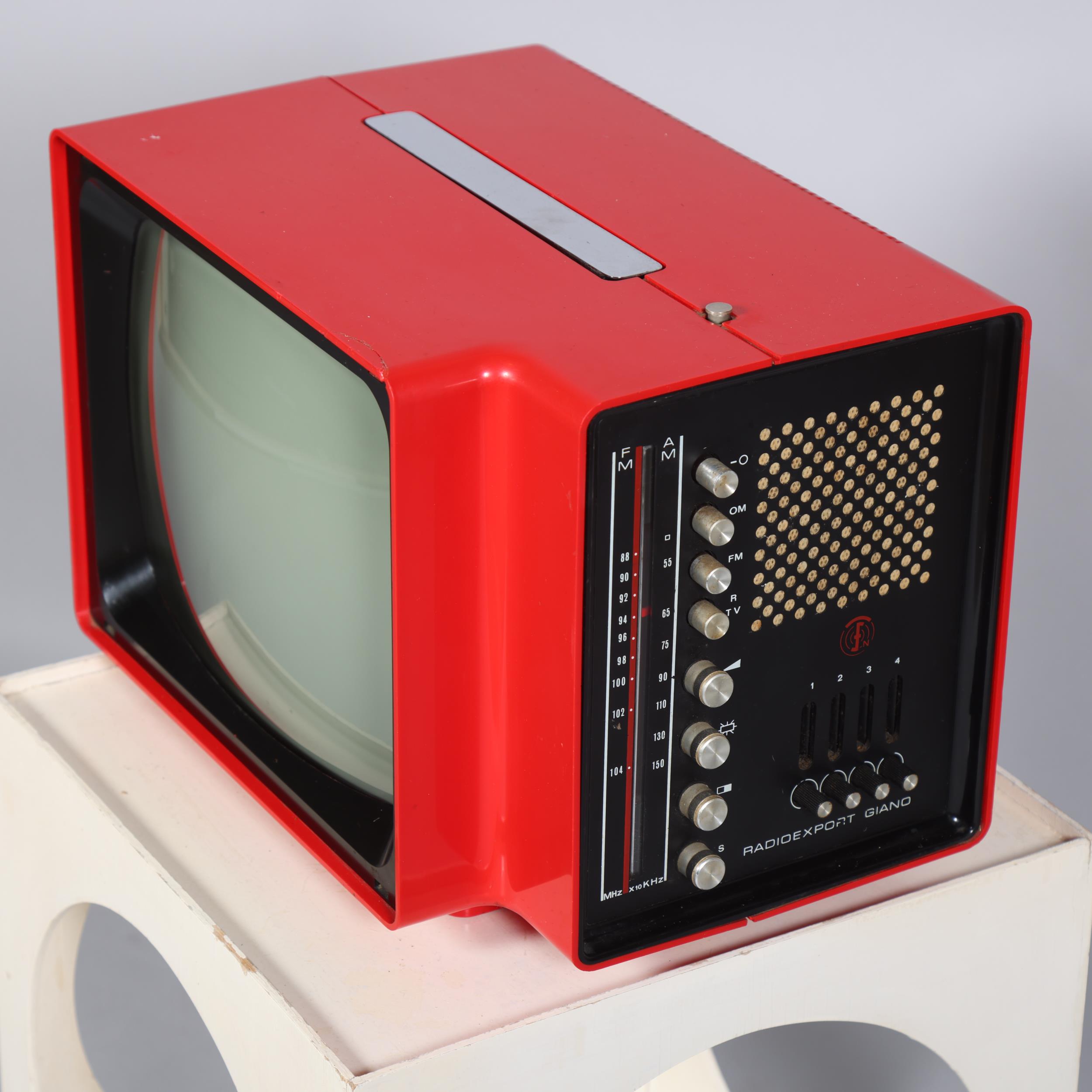 A 1970s' Radioexport Giano, Italian "Europhon" TV radio, red plastic casing, with a white plywood - Image 2 of 3