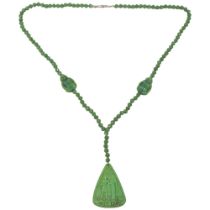 A vintage Max Neiger green glass Egyptianate necklace, previously worn by MITCH MITCHELL