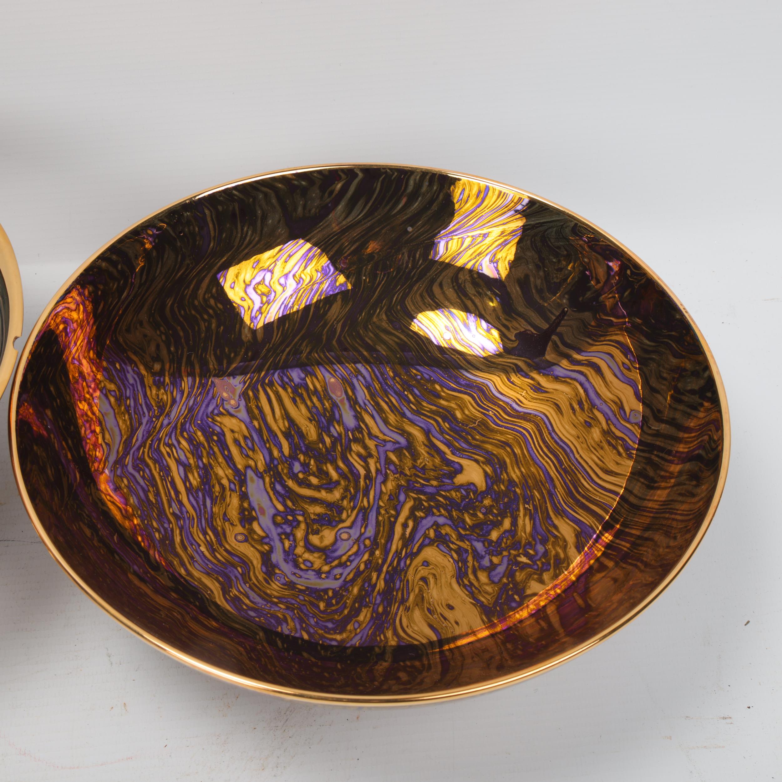 CAROLINE & STEPHEN ATKINSON-JONES, two slip-cast fruit bowls, with gold lustre glaze, signed to - Image 2 of 3