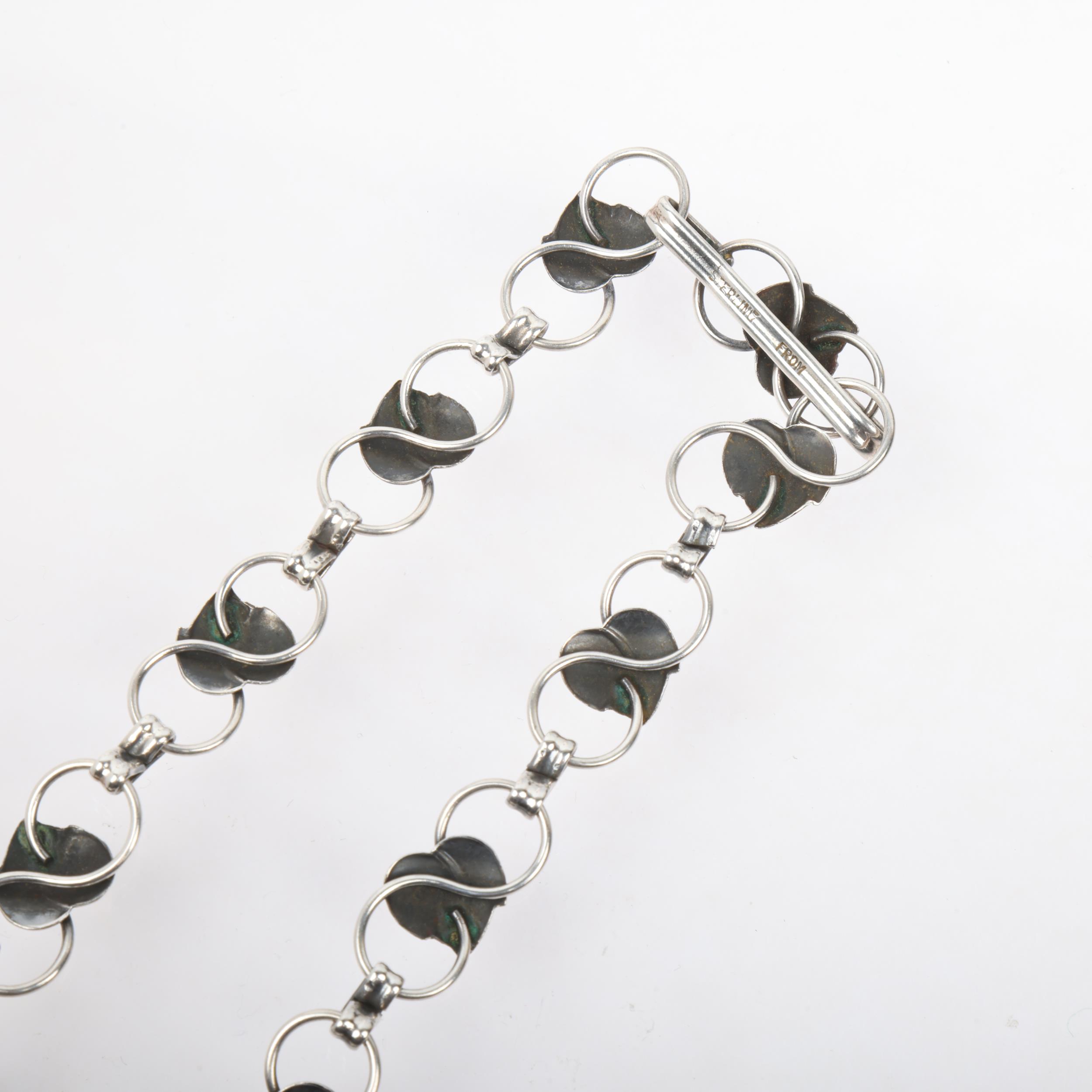 NIELS ERIK FROM - a Danish modernist sterling silver leaf openwork panel necklace, 42cm, 21.3g - Image 3 of 3