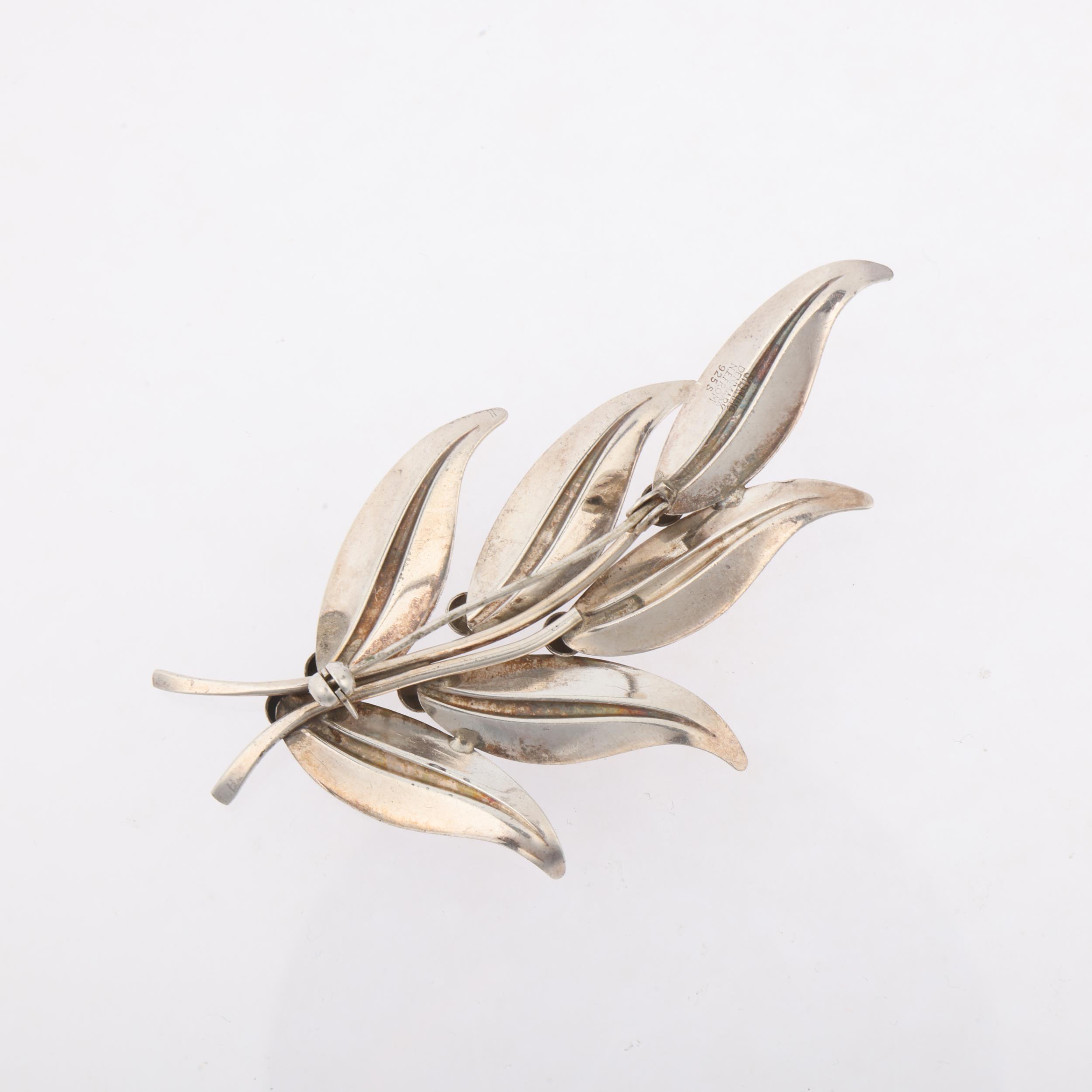 NIELS ERIK FROM - a large Danish modernist sterling silver floral spray brooch, 80.1mm, 10.5g - Image 2 of 3