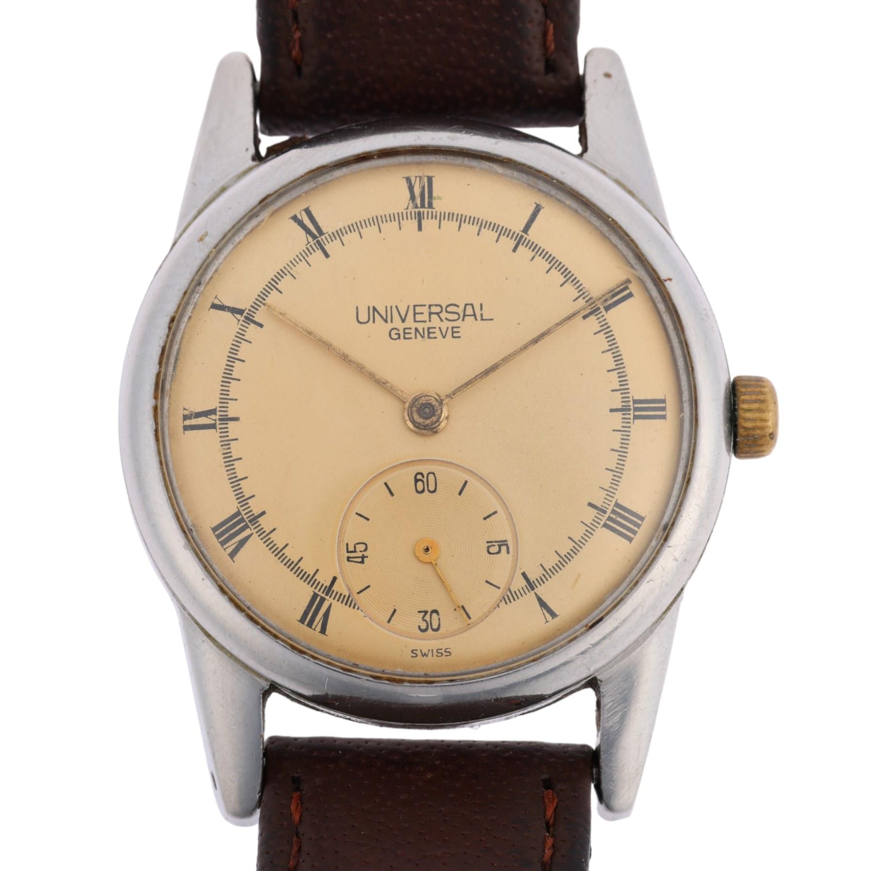 UNIVERSAL GENEVE - a Vintage stainless steel mechanical wristwatch, ref. 212202, circa 1945,