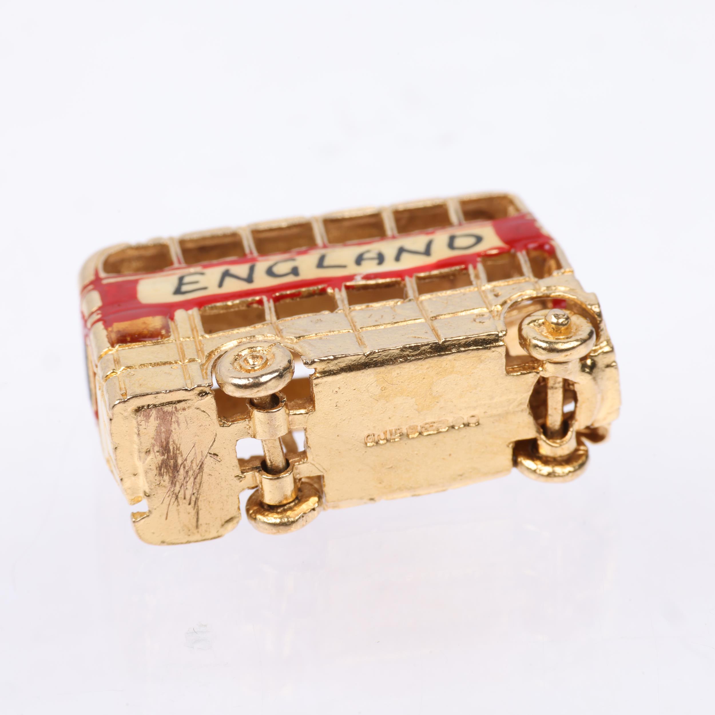 A late 20th century 9ct gold novelty London double-decker bus charm/pendant, maker GJ Ltd, - Image 3 of 4