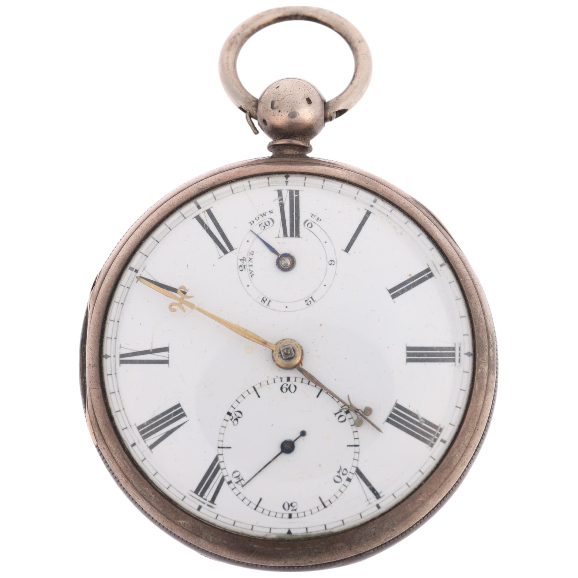 A 19th century silver-cased open-face key-wind pocket watch, by J Norbury of Liverpool, white enamel