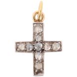 A Georgian diamond cross pendant, set with rose-cut diamonds, apparently unmarked silver and gold