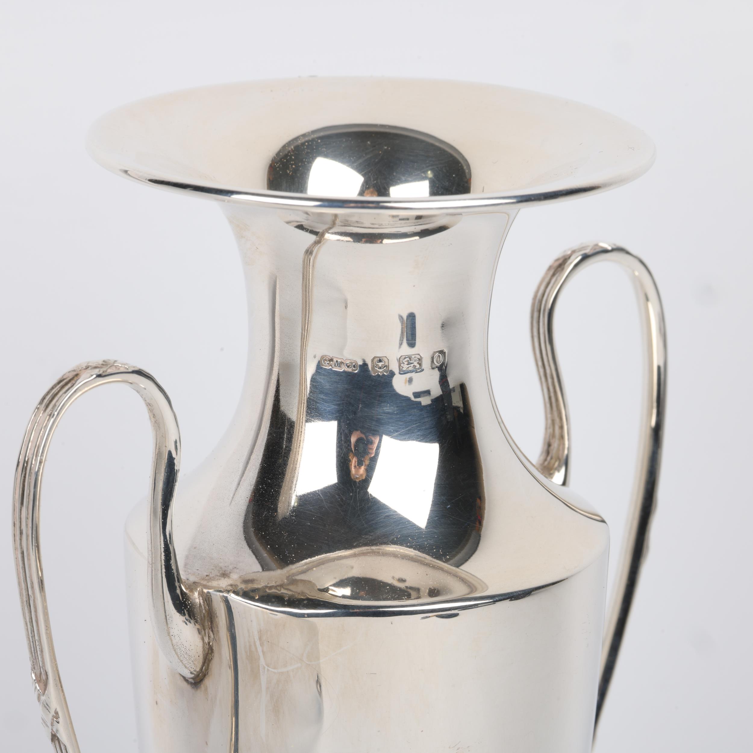 A George V silver 2-handled trophy cup, Gorham Manufacturing Co, Birmingham 1913, 17.5cm, 4oz - Image 2 of 3