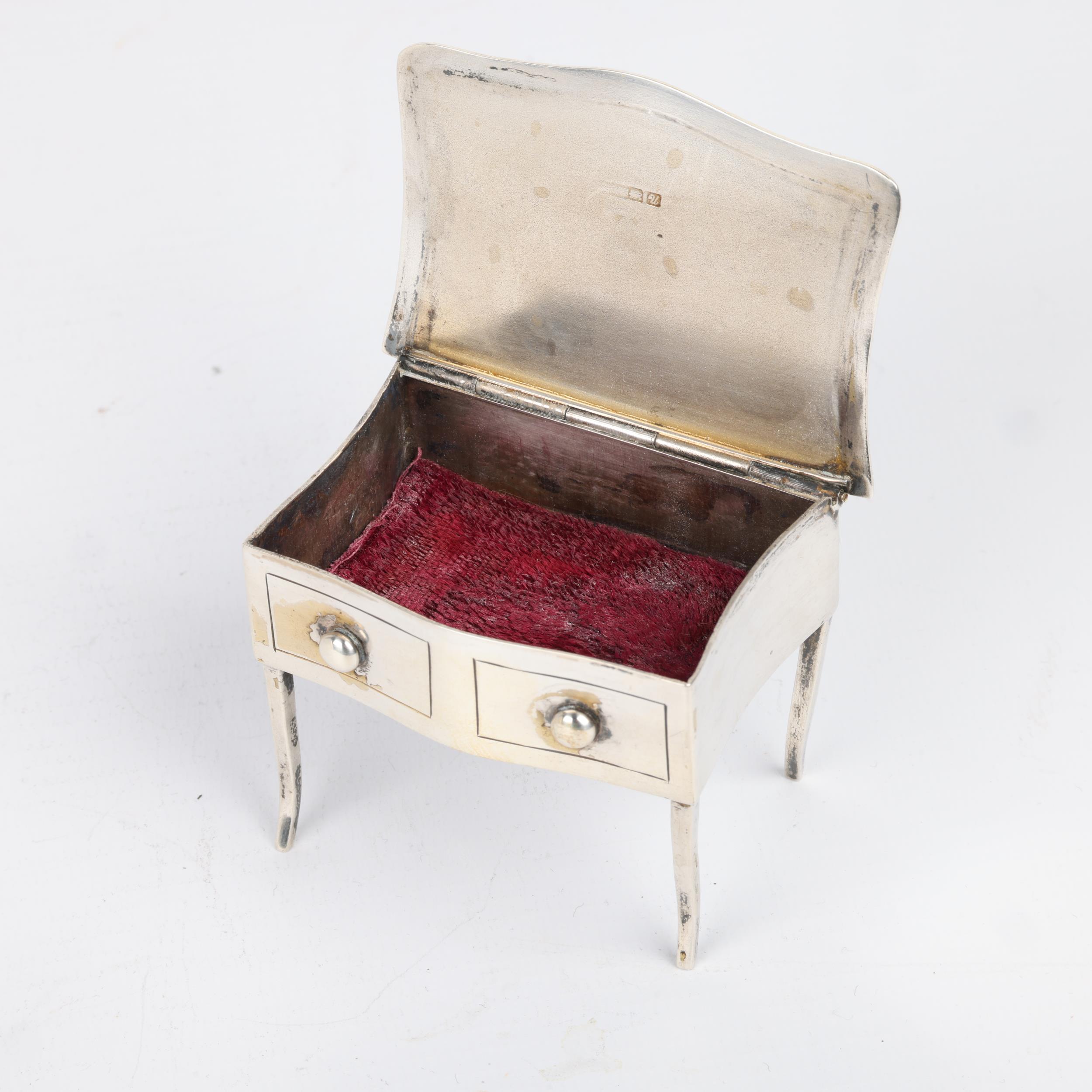 A George V novelty silver 'Dressing Table' jewel/ring box, Joseph & Richard Griffin, Chester 1920, - Image 3 of 3